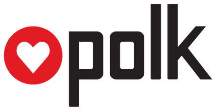 Polk logo in black color with mo background