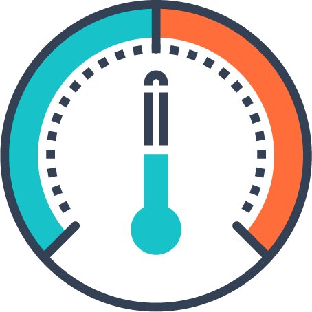 A meter icon in blue and orange color in circle shape