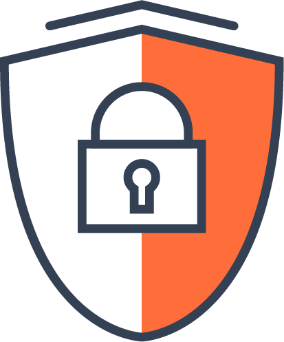 A locked shield icon with no background