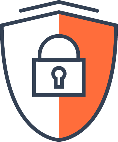 A locked shield icon with no background