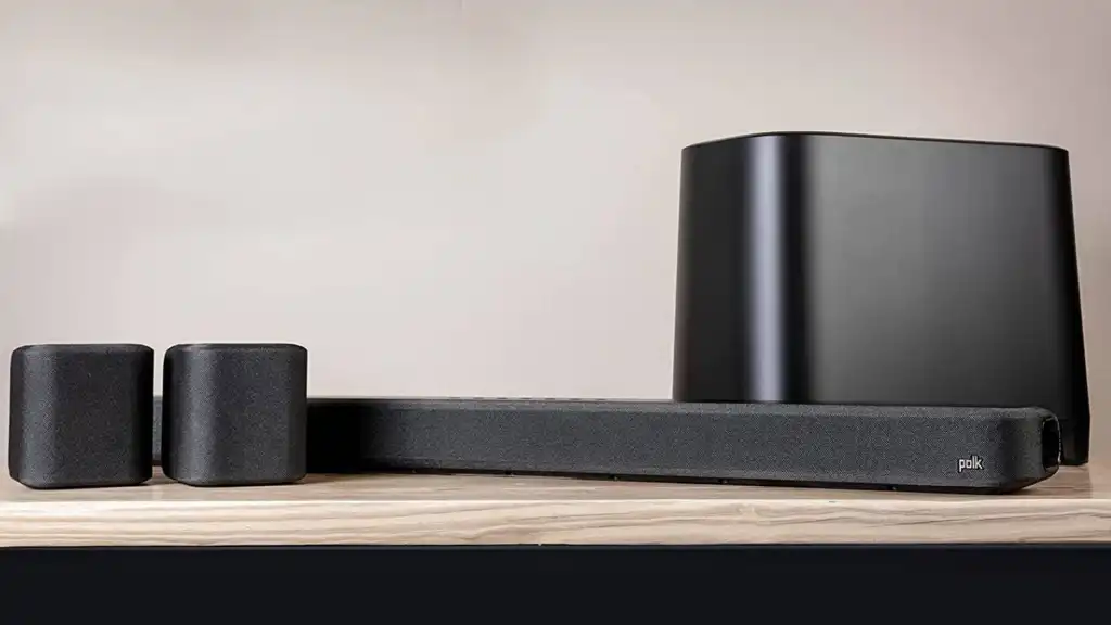 A polk brand speaker kept on the table